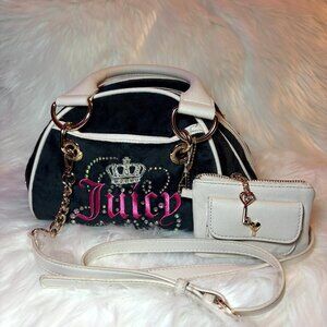 NEW Juicy Couture Dreamy Black and Cream Daydreamer Satchel